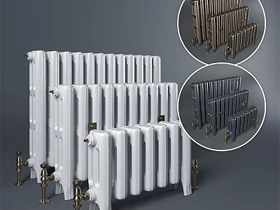 Stylish Decorative Radiators In White Black And Brass Column Designs For Home Heating 3d model