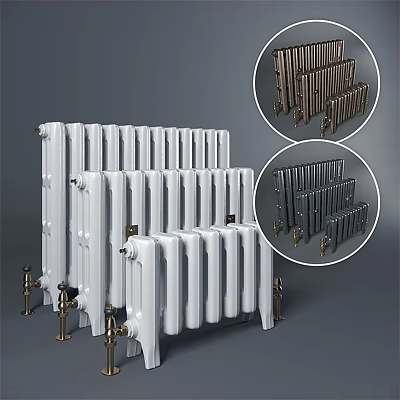 Stylish Decorative Radiators In White Black And Brass Column Designs For Home Heating 3d model