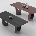 Modern Dining Tables With Black Brown Finish And Silver Decor Items 3d model