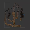 Wooden Roller Coaster Track Model With Intricate Curved Tracks And Support Pillars