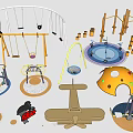 Colorful Outdoor Playground Equipment With Swings Climbing Frames Spinning Toys Slides And Airplane Shapes