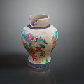 Traditional Handcrafted Ceramic Vase Sculpture with Colorful Floral Carvings and Intricate Patterns