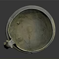 Traditional Hand Carved Ceramic Sculpture With Curved Handle And Ancient Textured Surface