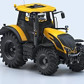 Yellow Functional Farm Tractor With Large Tires And Cab For Agricultural Tasks