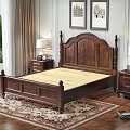 Wooden Double Bed with Lift Up Storage for Clothes and Nightstand Lamp in Bedroom