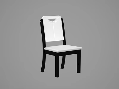 Modern Minimalist Black And White Dining Chair With Hollow Backrest And Simple Lines 3d model