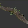 Detailed Bat With Spread Wings In Natural Pose On Gray Background 3d model