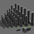 Assorted Black Bolts With Different Sizes M6 M8 M10 M12 Collection 3d model