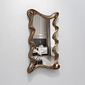 Artistic Modern Wall Decor With Gold Frame Irregular Wavy Mirror Design 3d model