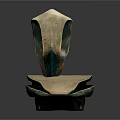 Abstract Modern Sculptural Artwork With Curved Structure Green Brown Tones And Textured Base