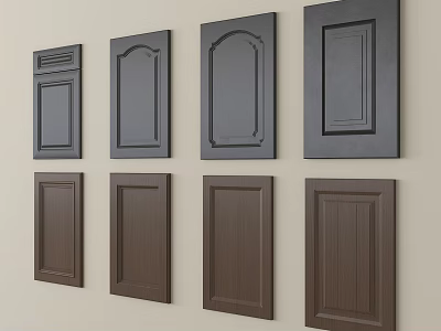 Various Wooden Wardrobe Doors With Different Panel Designs And Decorative Patterns 3d model