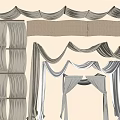 Elegant Ceiling Drapery Design With Soft Pleated Fabric And Hanging Decor Style 3d model