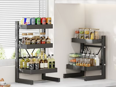 Modern Black Bathroom Storage Shelf With Multiple Tiers For Toiletries And Essentials 3d model