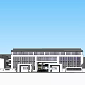 Modern School Building Complex With Classroom Buildings Sports Field Basketball Court And Green Areas