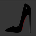 Black High Heel Shoes With Red Heels Pointed Toe And Shiny Reflection