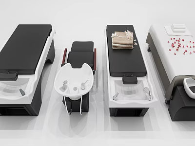 Modern Massage Bed Styles In Black And White With Comfortable And Adjustable Features 3d model