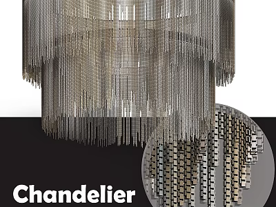 Modern Chandelier With Multi Layer Chain Design And Metallic Finish For Interior Decor 3d model