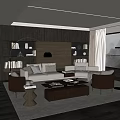 Modern Living Room Sofa and Coffee Table Set with Armchairs Area Rug and Natural Light