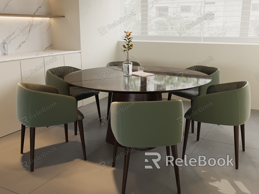 Nordic Dining Table and Chair Combination model