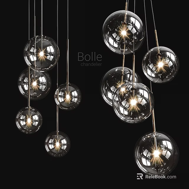 Modern Glass Ball Chandelier With Hanging Illuminated Spheres And Elegant Design 3d model 
