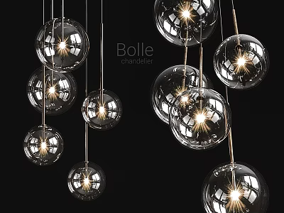 Modern Glass Ball Chandelier With Hanging Illuminated Spheres And Elegant Design 3d model