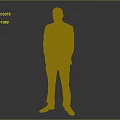 A Man in Blue Suit Full Length Standing with Straight Posture Against Gray Gradient Background
