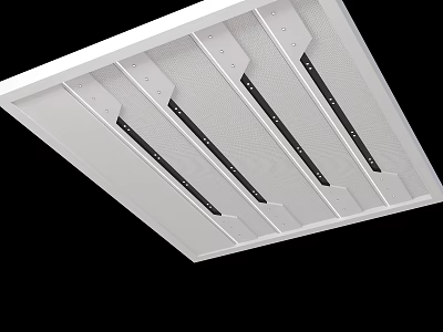 Modern White Linear Ceiling Design With Panel Strips And Black Accent Lines 3d model