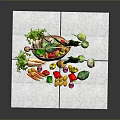Fresh Colorful Vegetables in Wicker Basket with Scattered Carrots Bell Peppers and Broccoli