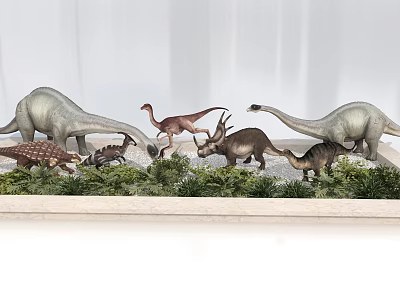 Dinosaur combination pterosaur longnecked dragon plant pile 3d model