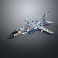 Detailed Military Fighter Jet Model With Gray Blue Body And Tail Markings On Dark Background
