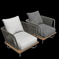 Outdoor Sofa Chair Rattan Sofa Chair Single Sofa 3d model