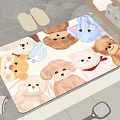 Cute Bathroom Rug With Cartoon Animal Faces And Soft Color Design