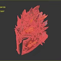 Ornate Fantasy Helmet Design With Fiery Flames Colored Gems And Spiked Details