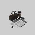 Fashion Daily Accessories Set With Brown Handbag Starbucks Cup Smartphone And Sunglasses