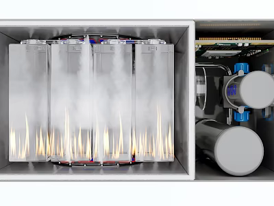 Household Electric Heating Appliance with Internal Flame Heating Elements and Mechanical Components 3d model