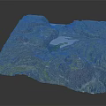 3D Terrain Model Featuring Mountainous Landforms Green Vegetation And Central Lake 3d model
