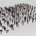 Group of People in Different Clothing Standing and Walking on White Background