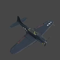 Vintage Military Fighter Plane In Gray With Star Insignia And Propeller Design