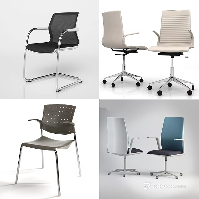 Ergonomic Office Chairs With Adjustable Height Swivel Base And Breathable Mesh Back 3d model 