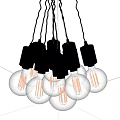 Vintage Industrial Pendant Lights With Metallic Finish And Warm Edison Bulbs