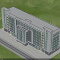 Modern Multi Storey Industrial Factory Building Featuring Large Glass Windows Green Lawn And Blue Sky