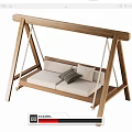 Wooden Outdoor Swing Chair with Two Seat White Cushions and Decorative Pillows