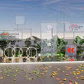 Yue Ling Xin Jing Exhibition Display With Green Plants Spheres And Fallen Leaves