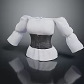White Off Shoulder Top With Puffed Sleeves And Black Corset Belt
