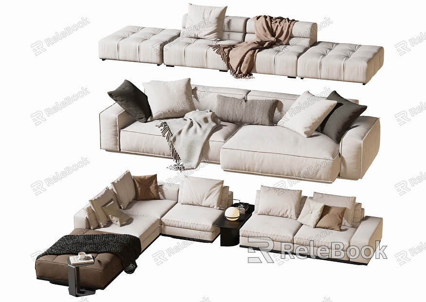 Modern double sofa multiplayer sofa corner sofa model