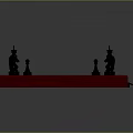 Red Brown Wooden Chessboard With Black And White Pieces Arranged On Checkerboard Surface