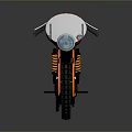 Stylish Vintage Motorcycle With Orange Black Color Scheme Unique Tank Art And Brown Leather Seat