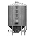Metal Silo With Vertical Ribs Ladder And Industrial Support Structure Design 3d model