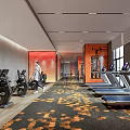 Modern Fitness Gym Interior With Treadmills Exercise Bikes And Workout Space