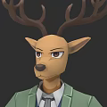Deer Head Human Body Game Movie Character in Green Coat White Shirt and Tie